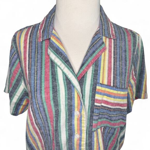 Marine Layer Camp Shirt M - Rainbow Stripe Button Down Normcore Retro Skater Fit - Picture 5 of 11